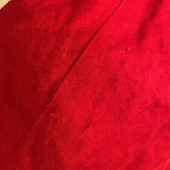 Spiegel 100% Linen (Flax) Cranberry Red long zippered tailored dress flaws pic 3 - Picture 3 of 15